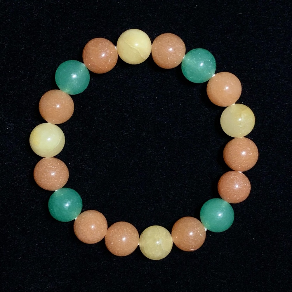 Natural Aventurine and Jade Gemstone Bracelet